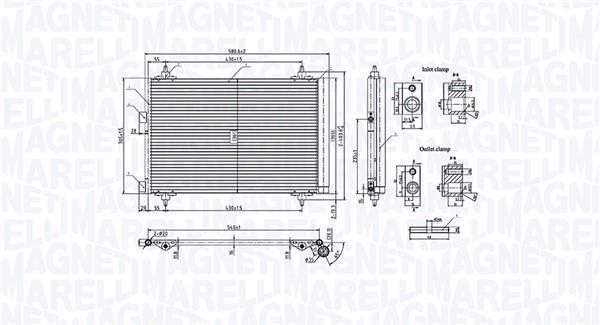 Condenseur, climatisation (Radiateur de climatisation) MAGNETI MARELLI ref. 350203106800