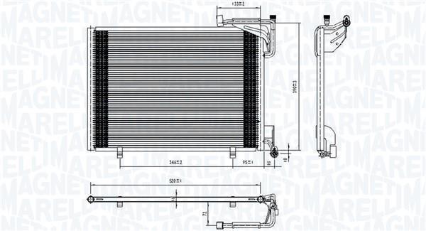 Condenseur, climatisation (Radiateur de climatisation) MAGNETI MARELLI ref. 350203107100