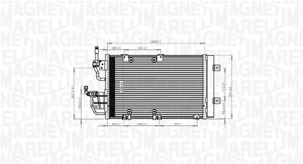 Condenseur, climatisation (Radiateur de climatisation) MAGNETI MARELLI ref. 350203771000