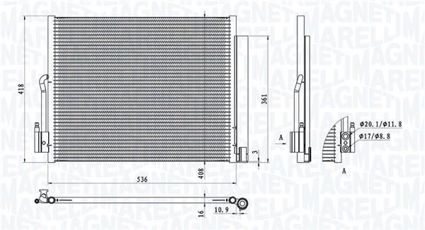 Condenseur, climatisation (Radiateur de climatisation) MAGNETI MARELLI ref. 350203872000
