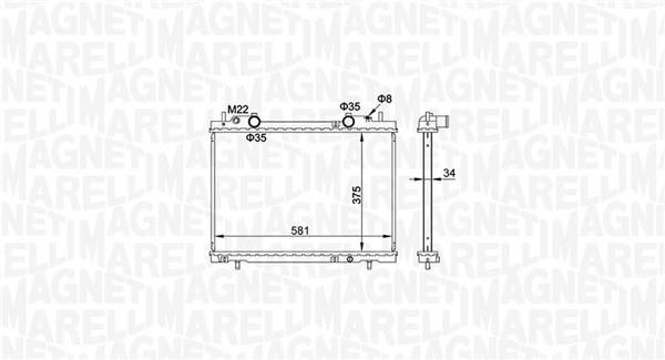Radiateur moteur (Radiateur de refroidissement) MAGNETI MARELLI ref. 350213163900