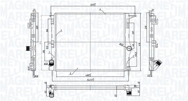 Radiateur moteur (Radiateur de refroidissement) MAGNETI MARELLI ref. 350213165900