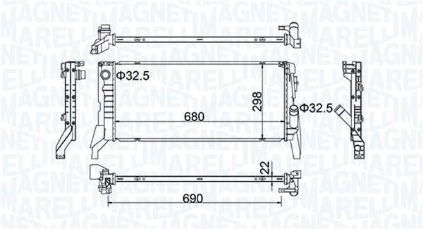 Radiateur moteur (Radiateur de refroidissement) MAGNETI MARELLI ref. 350213202700