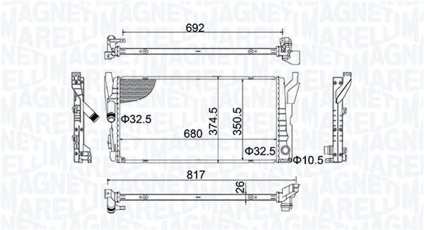 Radiateur moteur (Radiateur de refroidissement) MAGNETI MARELLI ref. 350213202800