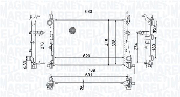 Radiateur moteur (Radiateur de refroidissement) MAGNETI MARELLI ref. 350213203400