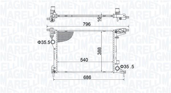 Radiateur moteur (Radiateur de refroidissement) MAGNETI MARELLI ref. 350213203700