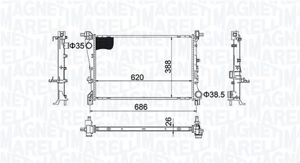 Radiateur moteur (Radiateur de refroidissement) MAGNETI MARELLI ref. 350213203800