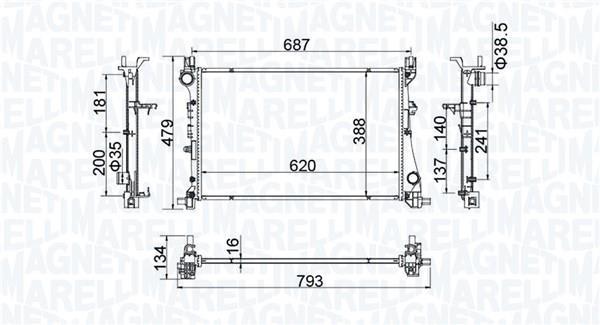Radiador motor MAGNETI MARELLI ref. 350213203900