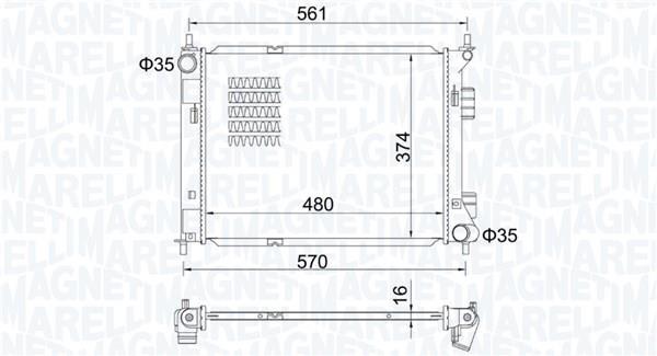 Radiateur moteur (Radiateur de refroidissement) MAGNETI MARELLI ref. 350213204500