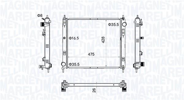 Radiateur moteur (Radiateur de refroidissement) MAGNETI MARELLI ref. 350213205500