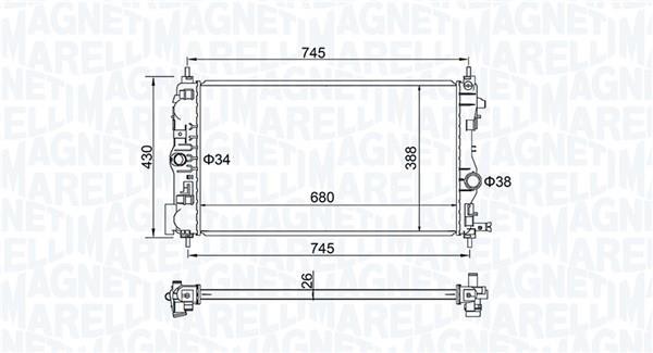 Radiateur moteur (Radiateur de refroidissement) MAGNETI MARELLI ref. 350213206500