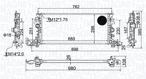 Radiateur moteur (Radiateur de refroidissement) MAGNETI MARELLI ref. 350213206700