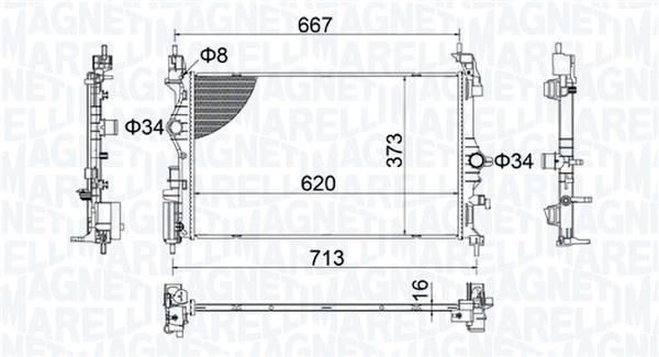 Radiateur moteur (Radiateur de refroidissement) MAGNETI MARELLI ref. 350213206800