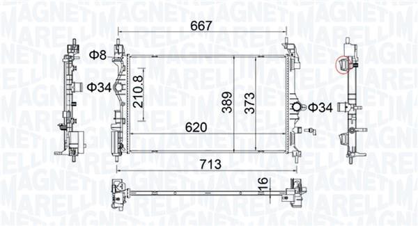 Radiador motor MAGNETI MARELLI ref. 350213206900