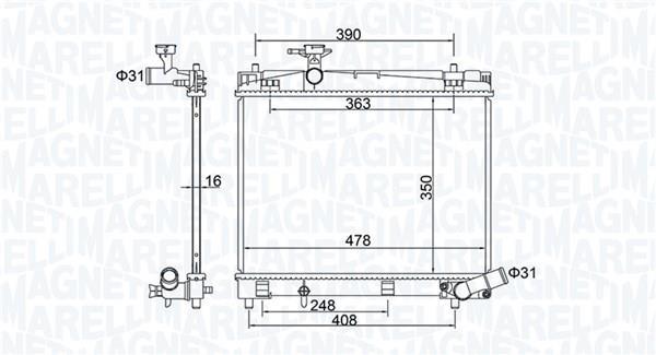 Radiateur moteur (Radiateur de refroidissement) MAGNETI MARELLI ref. 350213208400