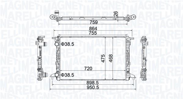 Radiateur moteur (Radiateur de refroidissement) MAGNETI MARELLI ref. 350213208900