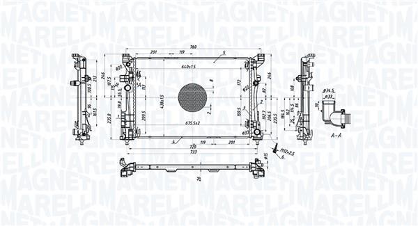 Radiateur moteur (Radiateur de refroidissement) MAGNETI MARELLI ref. 350213220500