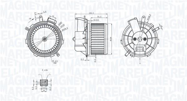 Motor elétrico ventilador de habitáculo MAGNETI MARELLI ref. 069412236010
