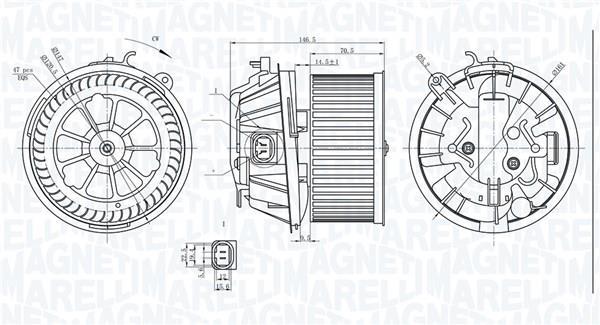 Motor elétrico ventilador de habitáculo MAGNETI MARELLI ref. 069412240010