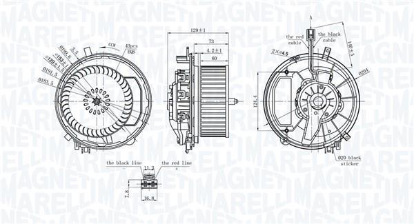 Motor elétrico ventilador de habitáculo MAGNETI MARELLI ref. 069412245010