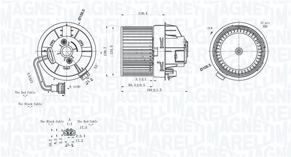 Motor eléctrico, ventilador habitáculo MAGNETI MARELLI ref. 069412247010