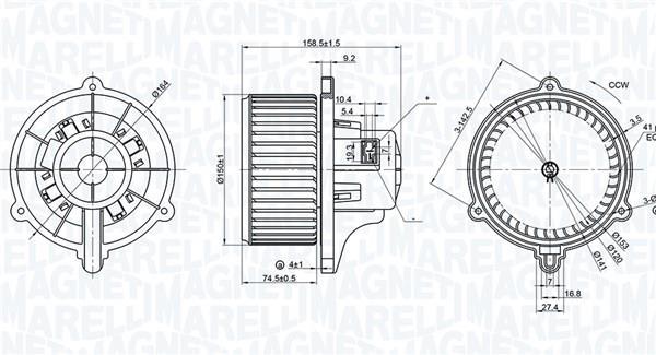 Motor elétrico ventilador de habitáculo MAGNETI MARELLI ref. 069412384010