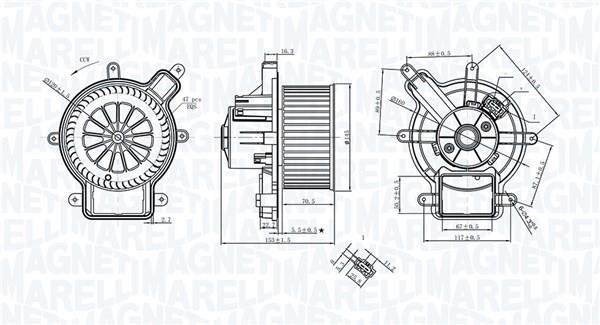 Motor elétrico ventilador de habitáculo MAGNETI MARELLI ref. 069412398010