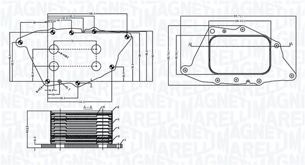 Radiateur d'huile moteur (Refroidisseur d'huile moteur) MAGNETI MARELLI ref. 350300004900