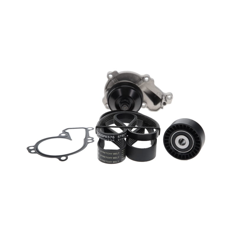Pompe à eau+Jeu de courroie trapézoïdale à nervures (Pompe à eau et courroie accessoires) SNR KAP859.490