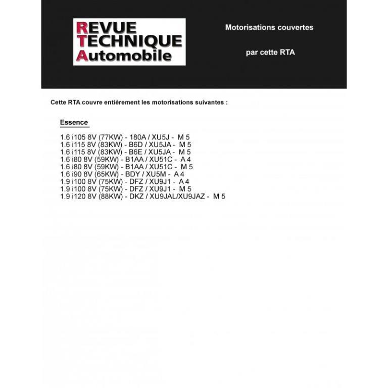 Revue technique auto (Rta) ETAI RTA 707.2 PEUGEOT 205 ESSENCE 1.6/1.9 84/97 - ref. 11179