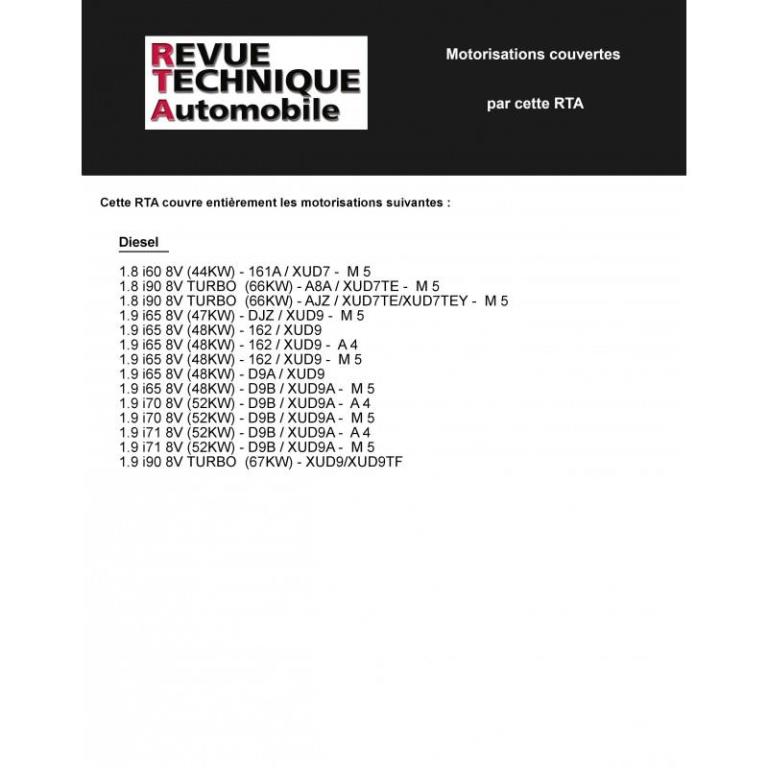 Revue technique auto (Rta) ETAI RTA 445.8 CITROEN BX DIESEL ET TD JUSQU'A FIN DE FAB - ref. 11845