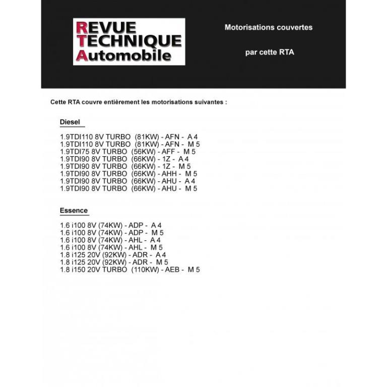 Revue technique auto (Rta) ETAI RTA 581.2 AUDI A4 E&D (95-99) - ref. 12526