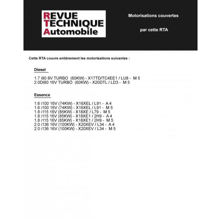 Revue technique auto (Rta) ETAI RTA 728.1 OPEL VECTRA ESSENCE & DIESEL DEPUIS 96 - ref. 13868