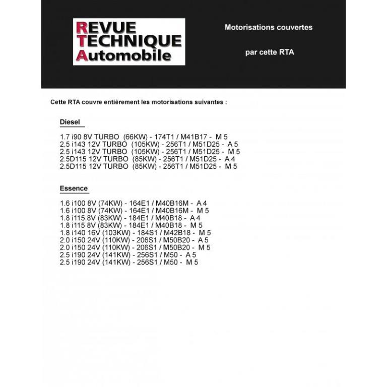 Revue technique auto (Rta) ETAI RTA 725.1 BMW SERIE 3 E (91/93) & D (91/96) TD - ref. 14390