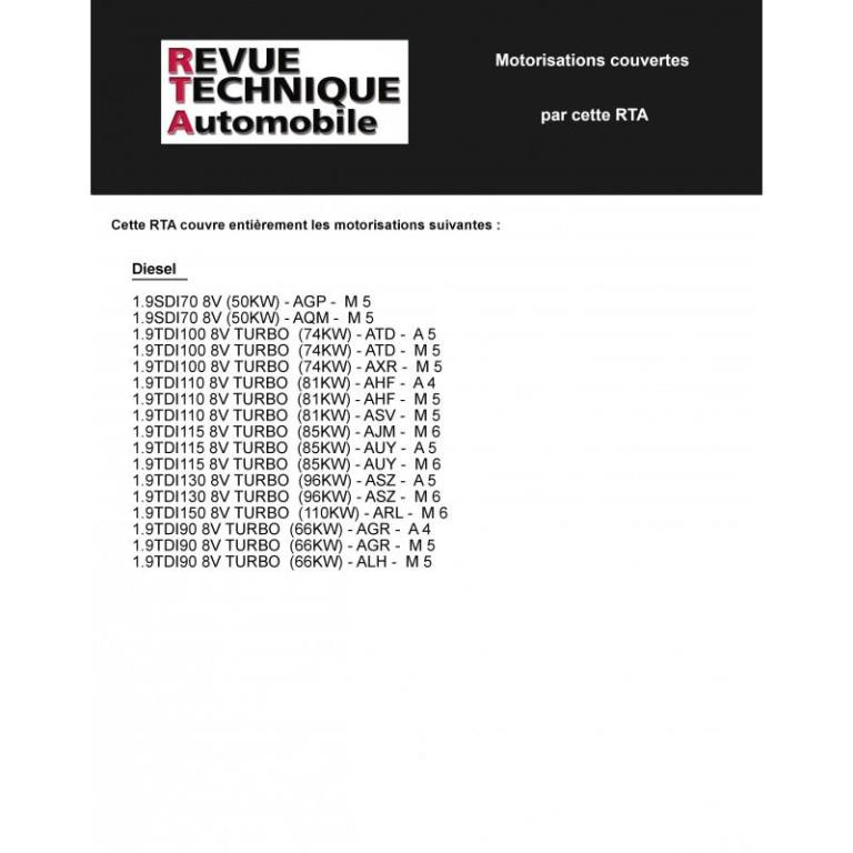 Revue technique auto (Rta) ETAI RTA 622.2 GOLF IV DIESEL SDI TDI 90 A 150 CV 98/03 - ref. 17491