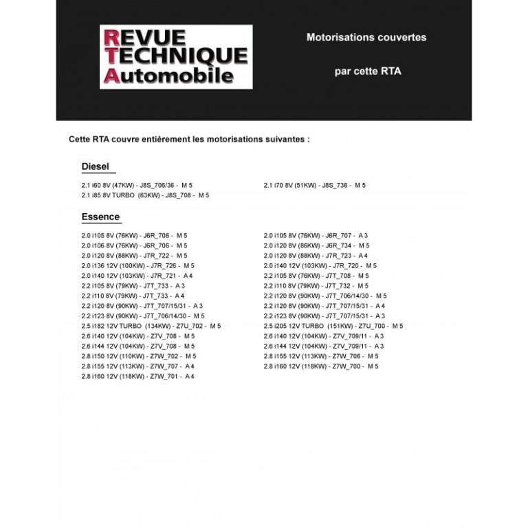 Revue technique auto (Rta) ETAI RTA 730.1 RENAULT 25 ESSENCE/DIESEL - ref. 17587