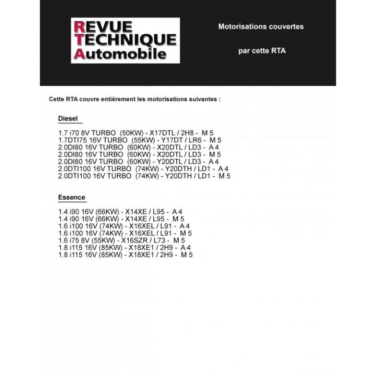 Revue technique auto (Rta) ETAI RTA 740.1 OPEL ASTRA G ESSENCE ET DIESEL DEP. 04/98 - ref. 18856