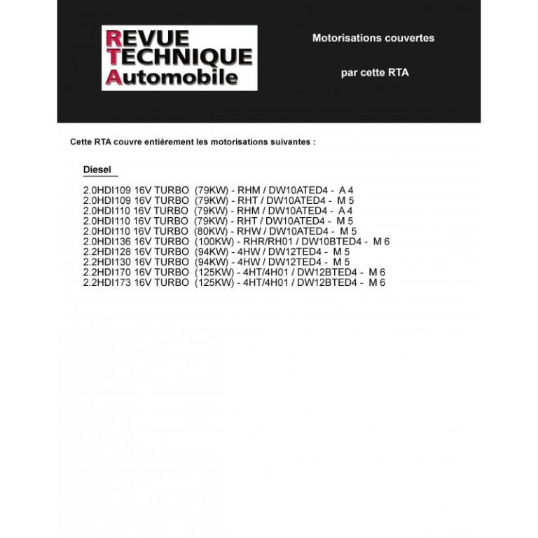 Revue technique auto (Rta) ETAI RTA 669.1 PEUGEOT 807/CITROEN C8 D 2.0 & 2.2 HDI - ref. 19755