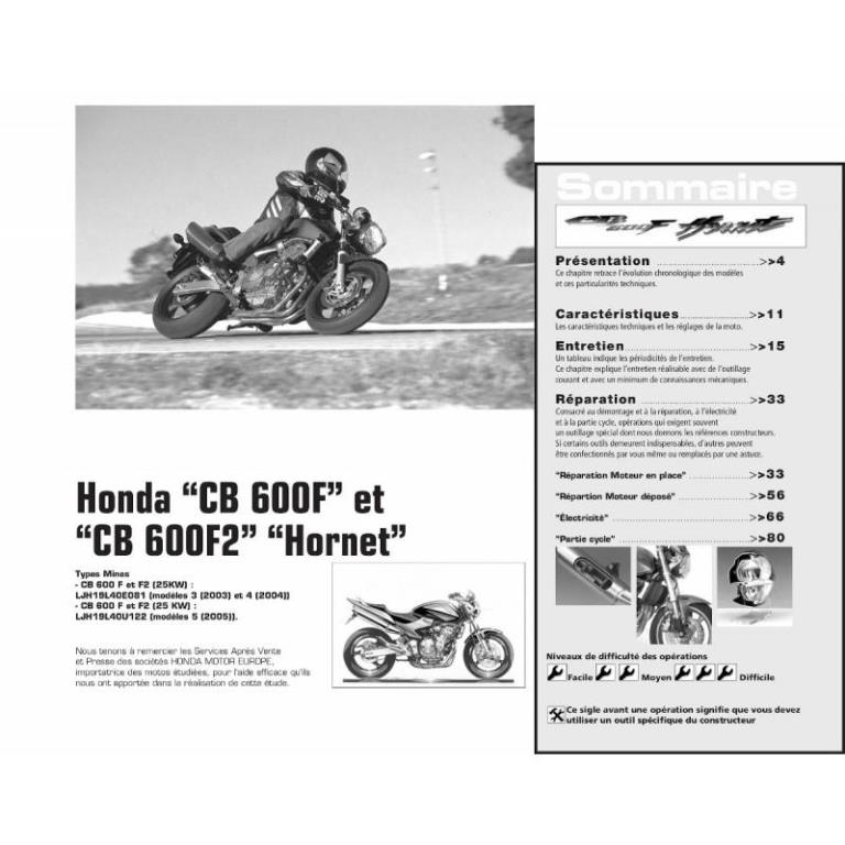 Revue technique moto ETAI RMT 138.1 HONDA CB600 (2003 à 2005) et SUZUKI DL650 (2004 à 2005) - ref. 19961