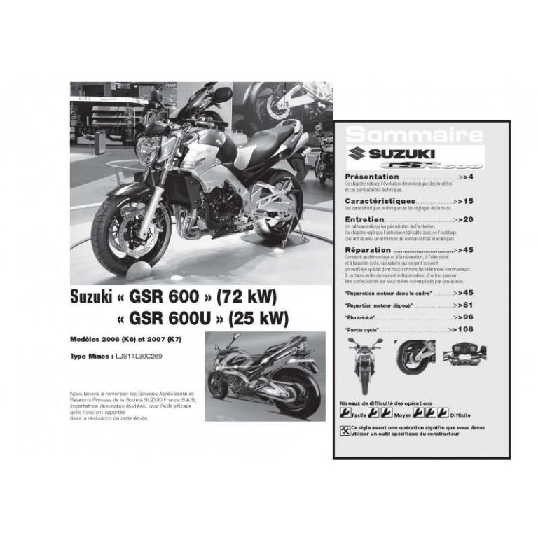 Revue technique moto ETAI RMT 144.1 YAMAHA XMAX - MBK SKYCRUISER YP125R et SUZUKI GSR600 (2006-2007) - ref. 21526
