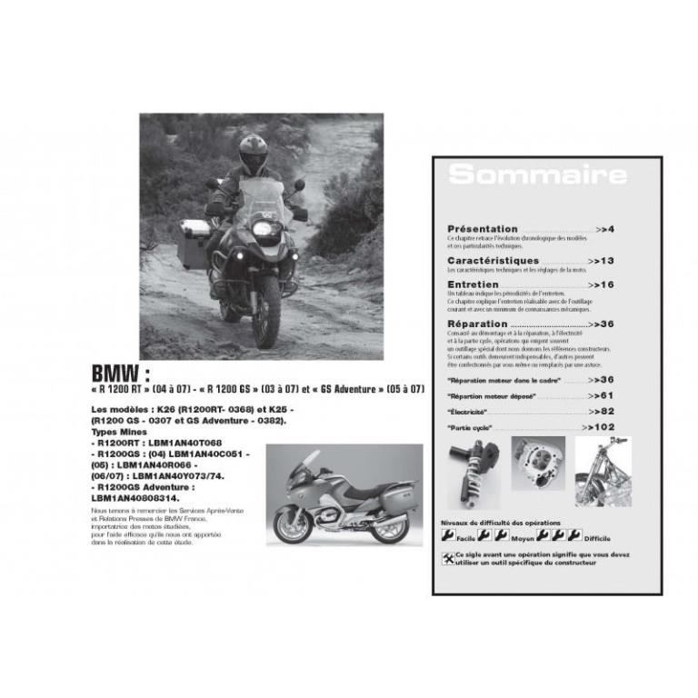 Revue technique moto ETAI RMT 145.1 BMW R1200 (2003 à 2007) et YAMAHA/MBK YP125 (2001 à 2007) - ref. 21527