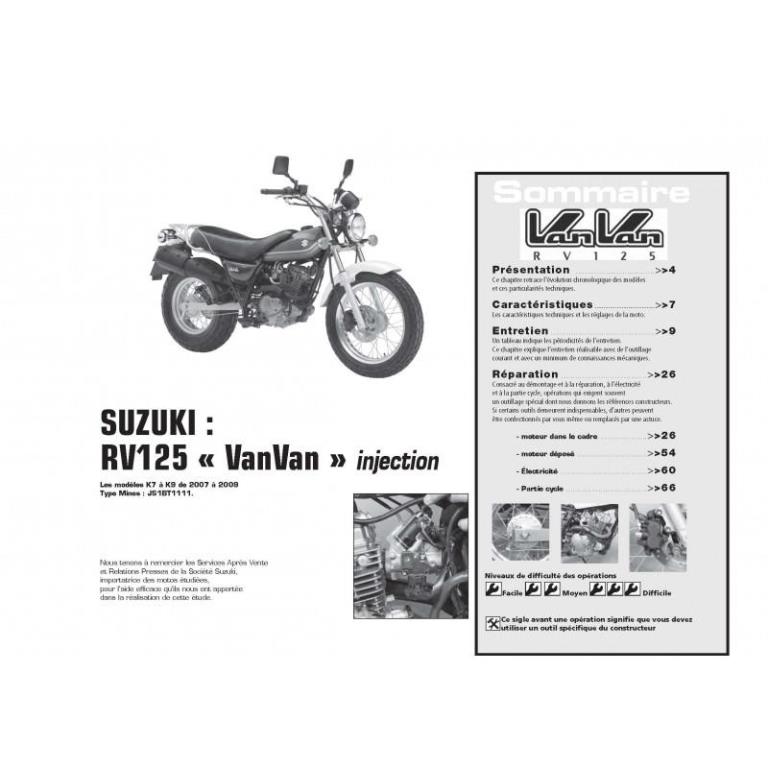 Revue technique moto ETAI RMT 151.1 SUZUKI RV125 (2007 à 2009) et YAMAHA FZ6N et FZ6S (2007 à 2008) - ref. 22386