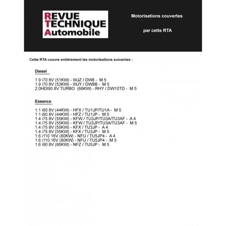 Revue technique auto (Rta) ETAI RTA 103.1 206 PHASE 1 ESSENCE/DIESEL 09/98 À 03/03 - ref. 22416