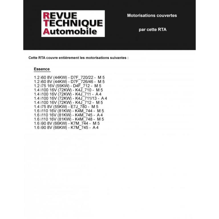 Revue technique auto (Rta) ETAI RTA 116.1 RENAULT CLIO 2 PHASE 1 ET 2 ESSENCE - ref. 22907