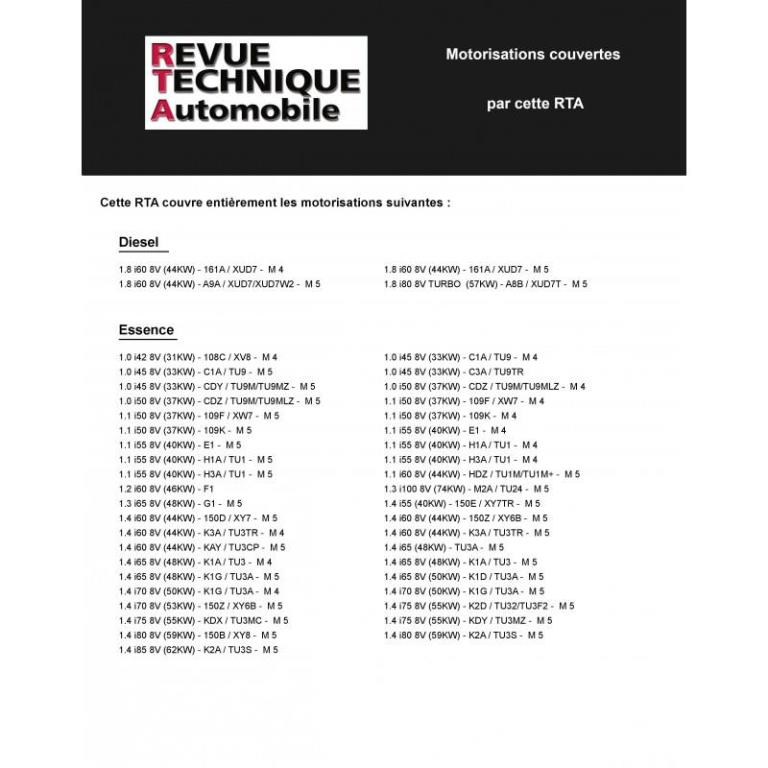 Revue technique auto (Rta) ETAI RTA 112.1 PEUGEOT 205 ESSENCE ET DIESEL - ref. 22912