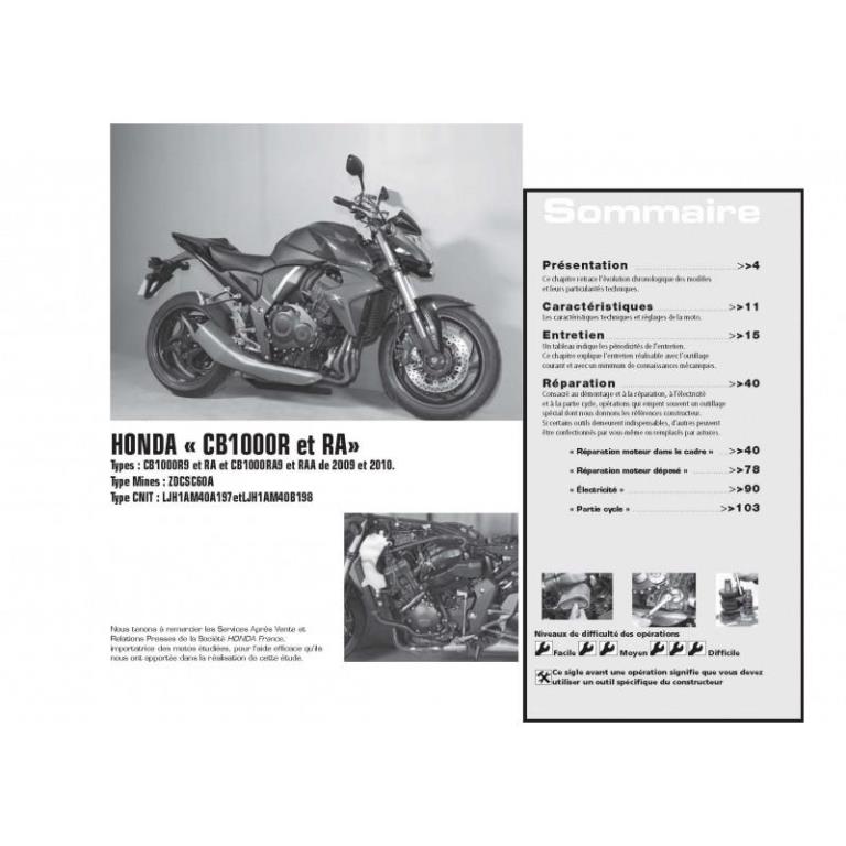 Revue technique moto ETAI RMT 159.1 HONDA CB 1000 (2009 à 2010) et SUZUKI GSX-R 750 (2008 à 2010) - ref. 23140