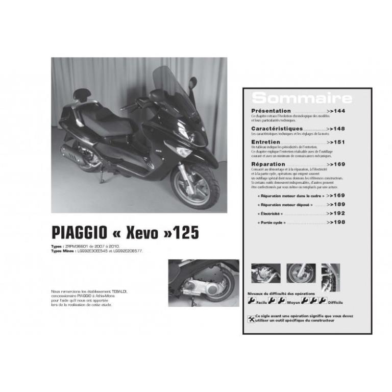 Revue technique moto ETAI RMT 160 PIAGGIO XEVO 125 (2007à 2010) et SUZUKI GSX-R600 (2008 à 2010) - ref. 23668