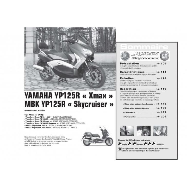 Revue technique moto ETAI RMT 161 YAMAHA & MBK 125 (2010 à 2011) et TRIUMPH SPEED TRIPLE (2005 à 2010) - ref. 23669