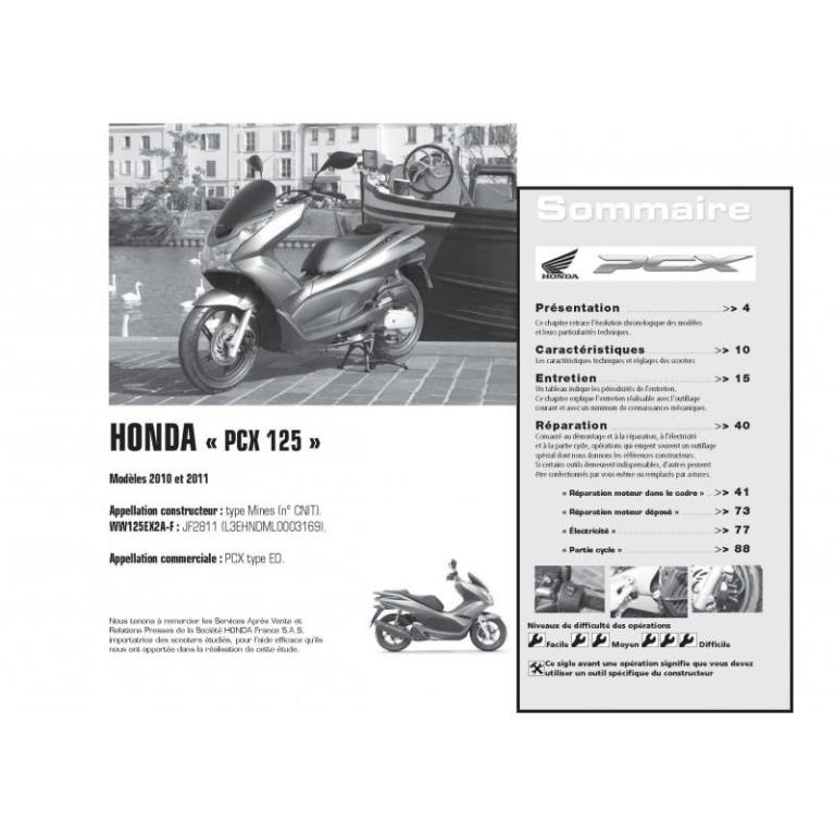 Revue technique moto ETAI RMT 162 HONDA PCX 125 (2010 et 2011) et YAMAHA FJR 1300 (2006 à 2011) - ref. 24066