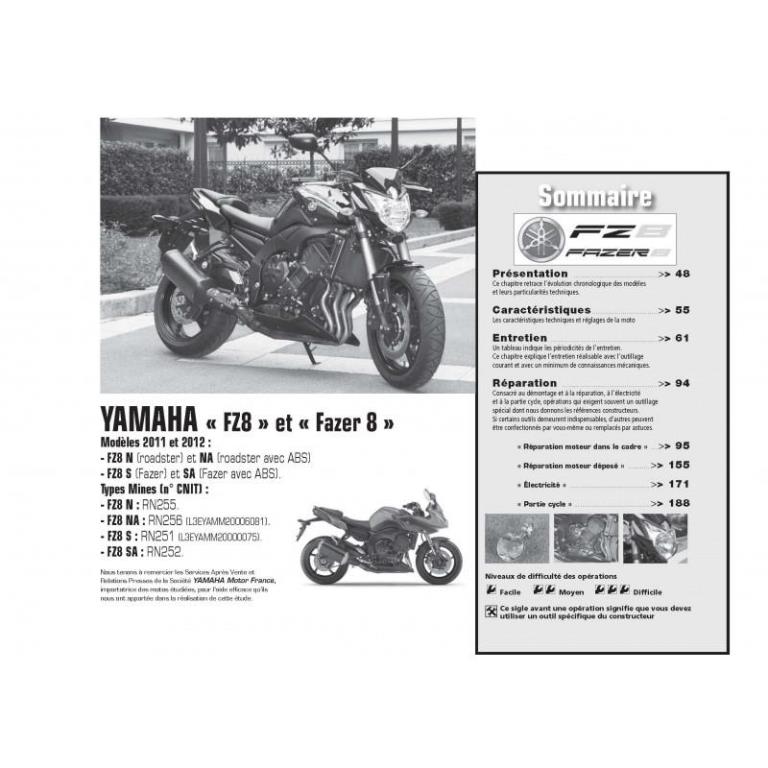 Revue technique moto ETAI RMT 164 PEUGEOT 125 TWEET (2010 à 2012) et YAMAHA FZ8 (2010 à 2012) - ref. 24291